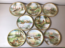 Antique J.P.L Jean Pouyat Limoges France Hand Painted Plates Birds Deco Set Of 8 picture