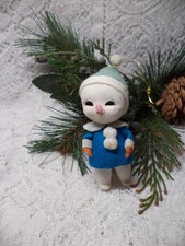 VINTAGE FELT FLOCKED SNOW BABY CHRISTMAS ORNAMENT w/JAPAN LABEL REALLY NICE~ picture