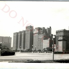 c1940s Chicago IL Michigan Ave Skyline Shell Oil Sign Stevens Hotel Grant Park picture