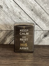 Zippo Jesus Keep Calm And Rest In His Arms Christian Cross Lighter Chrome Tested picture