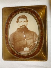 Union Soldier Picture Framed in a Very Rare H.D.Sterrick Convex Glass Frame . picture