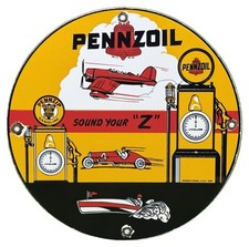 VINTAGE PENNZOIL SOUND YOUR Z PORCELAIN SIGN GAS OIL PUMP PLATE picture