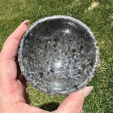 Yooperlite UV Reactive Crystal Bowl Glowing Flame Stone Meditation Decor picture