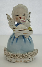 April Angel Japan Ceramic Figurine Hand Painted 1950s Easter Angel w/ Bunny picture