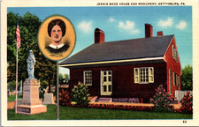 Jennie Wade House And Monument Gettysburg Pennsylvania Vintage Postcard picture
