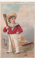 Pearline James Pyle Sailor Boy in Red with Oar Boat Vict Card c1880s picture