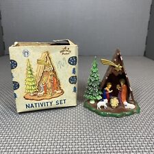 Vintage Shiny Brite Miniature 4 inch Christmas Jesus Nativity With Box Plastic picture