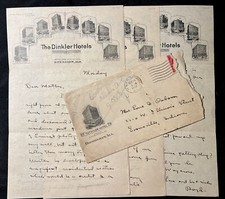 1930 The DINKLER HOTEL Birmingham Alabama 3 Page Letter w Envelope picture