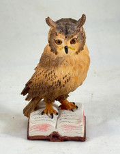 German Oberammergau Wood Carved Owl on Book Figure Figurine - Holzschnitzereien picture