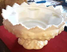 Fenton Milk Glass Hobnail Christmas Candle Holder Centerpiece Bowl - NO Candles picture