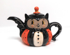 Johanna Parker Halloween Vampire Bat 2-Piece Ceramic Tea Pot picture
