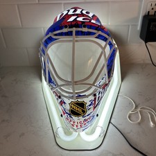 Rare Vintage 1995 Bud Ice Hockey Goalie Mask Neon Sign NHL Bar Light with stand picture