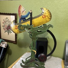 Vintage Folk-art Indian Chief in Canoe Balance Pendulum Mobile EUC picture