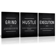 KAWAHONE Canvas Painting Wall Art, Grind Hustle Execution Motivational Wall Art picture