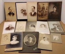 1890s - Lot of (15) Antique Cabinet Card Portrait Photographs picture