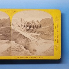 Chamonix Stereoview C1870 Real Photo France Victorian Ladies Traverse Glacier picture