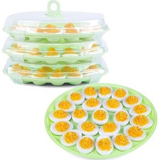 Deviled Egg Containers with Lid, 3PCS Deviled Egg Platter Carrier Holder Tray... picture
