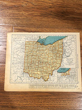 Antique 1937 map of Ohio 14”x11” picture
