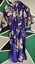 Kimono Robe made in Japan Purple Floral Polyester Sz 45 Vintage Full Length picture