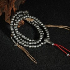 Tibetan Meteorite Vajra Bodhi 108 Beads Prayer Beads Buddhist Counter Necklace picture