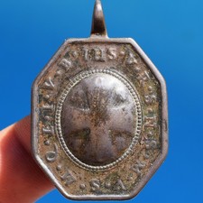 LARGE 18TH CENTURY ST BENEDICT CROSS RELIGIOUS MEDAL ANTIQUE PENDANT FOUND picture