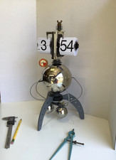 Steampunk diesel punk desk top clock unique sci fi  flip down clock handmade picture
