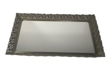 Vintage Ornate Gold Filigree Mirrored Tray Vanity Decorative Floral Rectangle picture