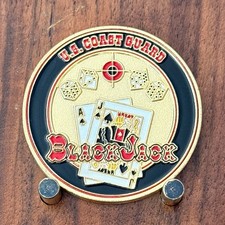 USCG Air Station Atlantic City Blackjack Double Sided Challenge Coin  W#34 picture