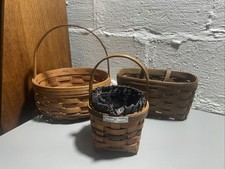 Longaberger Lot Of 3 Vintage Baskets Cookie, Key & Inaugural picture