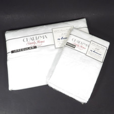 Fieldcrest Charisma Shadow Stripe Queen Flat Sheet 2 Pillowcases White Cotton picture