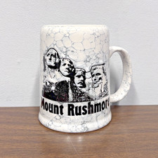 Vintage Mount Rushmore Collectible Coffee Mug Souvenir Marbled Karol Western VGC picture