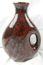 Mottled Brown Glaze Ceramic Jug Pitcher Vase Jar Pottery - Pierced Handle - 8.5
