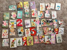 Over 40 Vintage Greeting Cards 40's 50's Cute Children ,Girl Birthday Cards picture