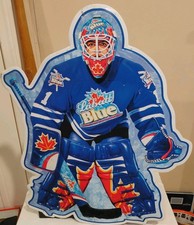 Vtg Labatt Blue Beer Metal Tin Hockey Goalie Advertising Bar Sign 23