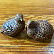 Vintage MCM Ceramic Quail Birds Figurine Pair - Bird Figurines Marked Japan A153 picture