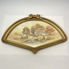 Vintage HOMCO 1984 Country Home Farm Scene Fan Shaped Framed Print  #1806 MCM picture
