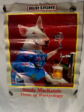 Vintage 1986 Bud Light Spuds MacKenzie Poster Dean of Partyology Beer Dog Promo picture