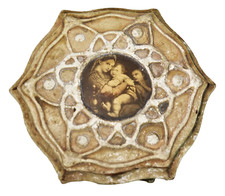 Painted Wood Trinket Jewelry Box Hinged Lid Vtg Italy Children Family Love Sis picture
