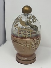 Vtg Victorian Czech Hand Decorated Glass Egg Liquor Cordial Decanter Set Pink picture