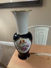 Jimenau Echt Kobalt Vase Made In Germany Cobalt Blue Gold Accents Vintage picture