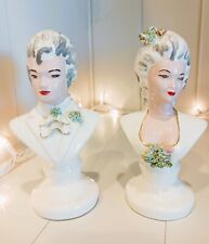 Unique MCM Head Busts of Victorian Man & Woman Handpainted Frank Riddle Original picture