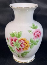 VTG HOLLOHAZA HUNGARY FOLK FLORAL BUTTERFLY DESIGN HAND PAINTED 6’’ VASE picture