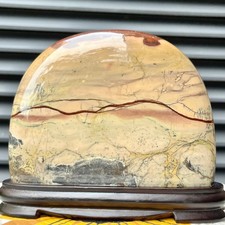 3 lb  Natural Picture Stone Polished Arc Landscape Art Decor Christmas Gift picture