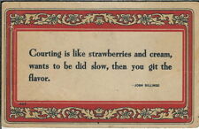 AB-155 Arts & Crafts Era Border Postcard Strawberries Cream Josh Billings Vintge picture