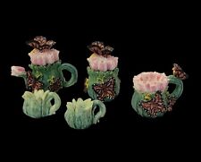 Tiny Vintage 1980s Home Accents Miniature Tea Set Butterflies Flowers Decorative picture