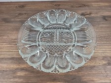 Vintage L.E. Smith Glass Deviled Egg Plate Relish Tray Diamond Point 11