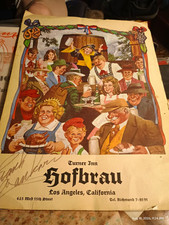 Turner Inn Hofbrau Los Angeles CA Paper Menu, 645 West 15th Street Signed picture