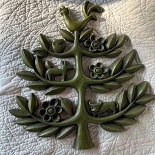 Vintage 1963 Syroco Tree of Life Wall Plaque | Rooster Owl Bull | USA 14