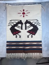 Vintage Handwoven Navajo Style Wool Rug Wall Hanging Southwestern Textile 30x46 picture
