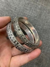 2Pcs WOW Tibetan Silver Hand Made *Ritual* Bangle Bracelets picture